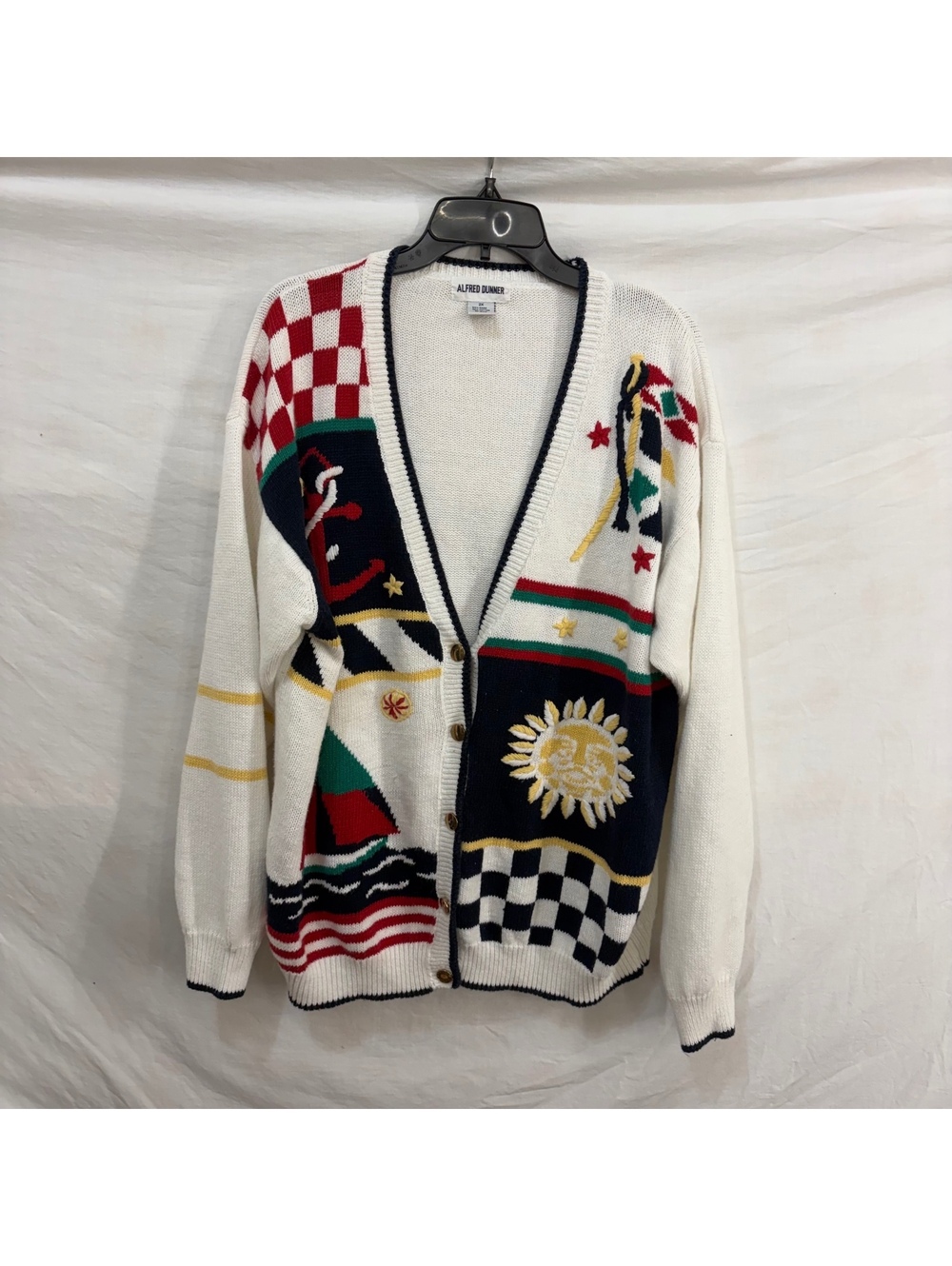 Nautical celestial knit cardigan size 2X vintage 90s